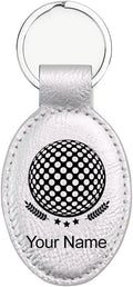 LaserGram Oval Keychain, Golf Ball, Personalized Engraving Included (Silver)