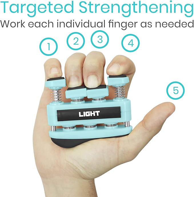 Finger Strengthener by Vive (3 Pack) Hand Grip Equipment for Guitar, Musicians, Rock Climbing & Therapy - Gripper with Exercise Guide for Strengthening Muscles