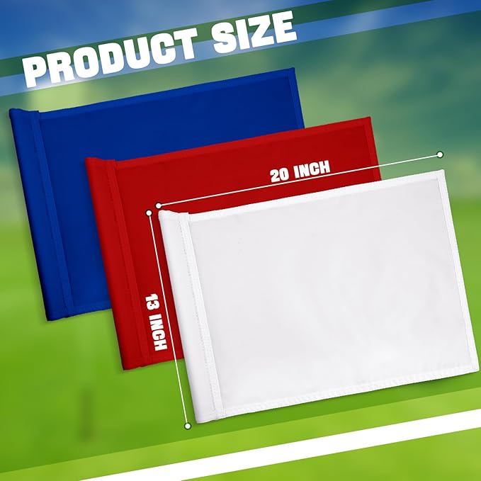 Nuenen 3 Pcs Large Golf Flags with Tube Inserted 13 x 20 Inch Oversize Putting Golf Pin Flags 420D Nylon for Yard Indoor Outdoor Backyard Garden