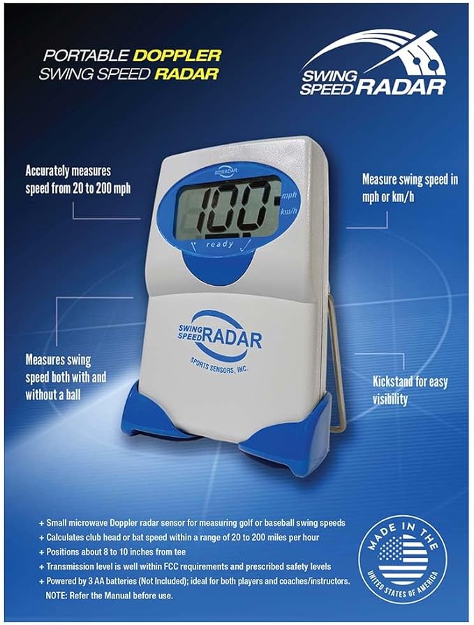 Golf Training Tool - Accurate Club Speed Measurement 20-200 MPH - Portable Doppler Radar for Distance & Consistency Training - US Made
