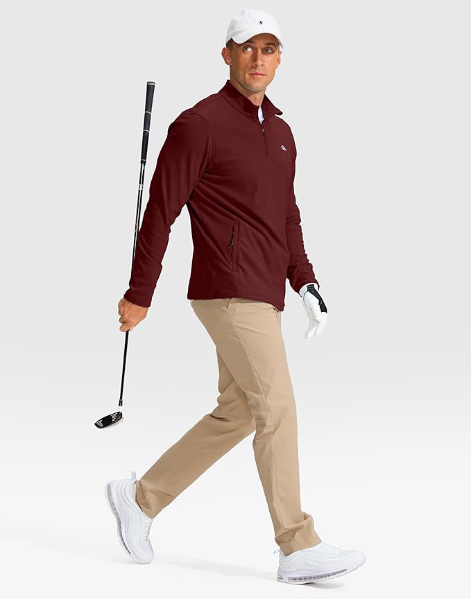 Pudolla Men's Quarter Zip Pullover with 2 Pockets Fleece Warm Soft Golf Sweatshirts for Athletic Workout Running