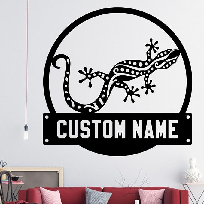 Custom Gecko Metal Sign with LED Lights, Personalized Metal Wall Art for Home Decor, Unique Hanging Gift Idea for Gecko Lovers, Stylish Indoor & Outdoor Decor, Perfect for Any Space