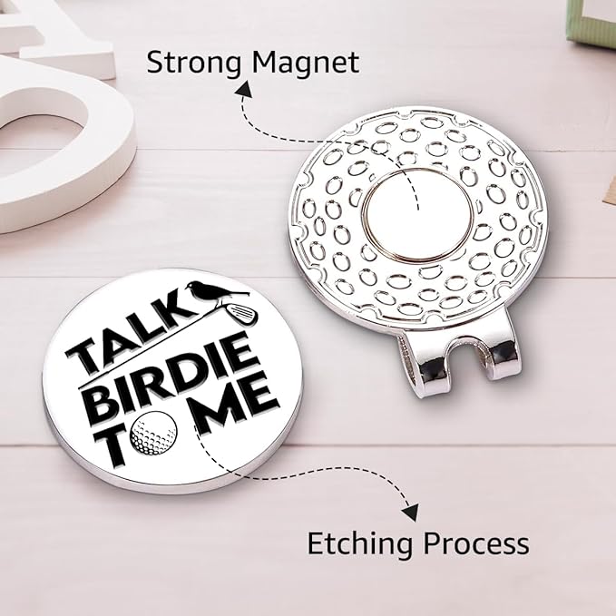 Hafhue Talk Birdie to Me Golf Ball Marker with Magnetic Hat Clip, Funny Golf Accessories and Golf Gifts for Men Women Dad Mom Grandpa, Birthday for Golfer Golf Lover Golf Fan(GM063)