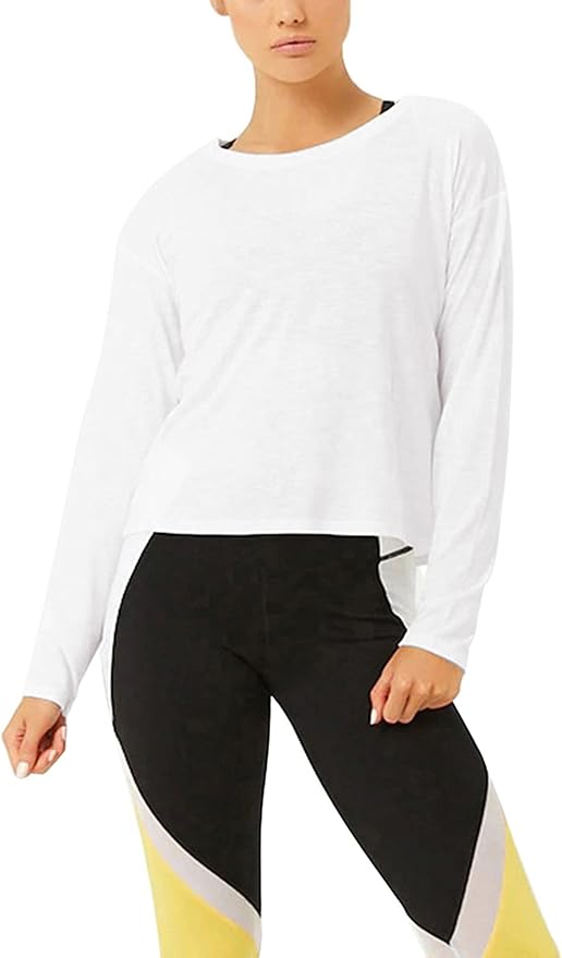 Bestisun Long Sleeve Workout Shirts Yoga Dance Tops Open Back Athletic Clothes for Women