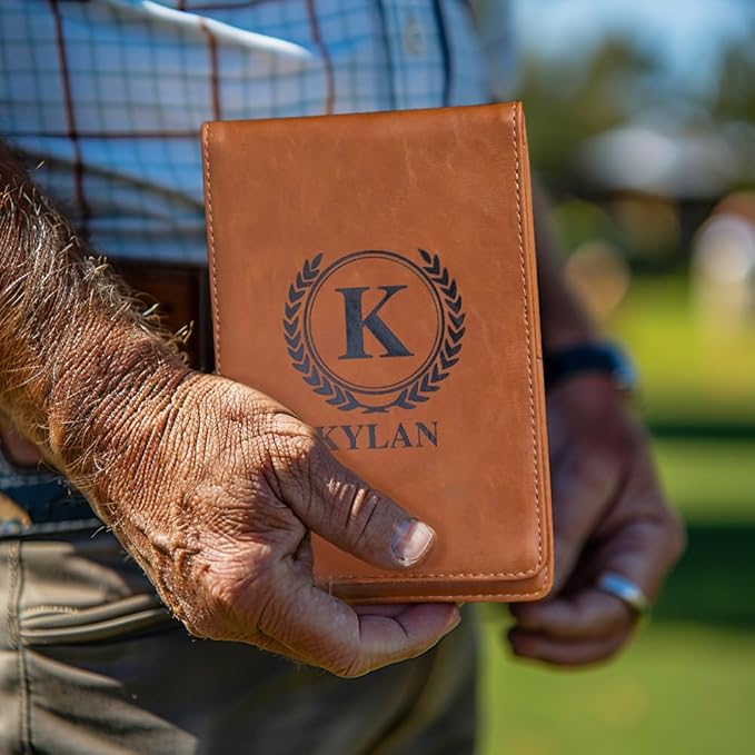 CALLIE Personalized Leather Golf Scorecard Holder - Engraved Initials and Name for Golf Professionals and Enthusias