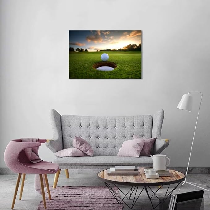 chenchenArt Golf Wall Art for Living Room Bedroom Home Decorations Golf Ball Picture Poster Canvas Prints Modern Artwork Framed Ready to Hang(12''H x 16''W)