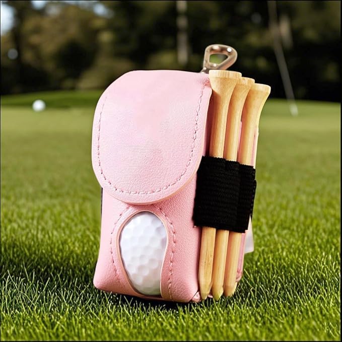 Drawelry Personalized Golf Balls Bag, Mini Golf Ball Pouch Storage Bag Portable Leather Golf Tee Holder Fathers Day Birthday Gift for Golfers Men Women