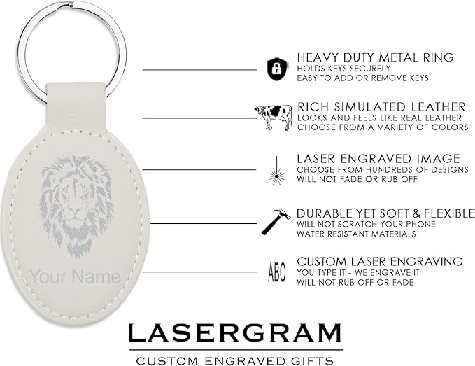 LaserGram Oval Keychain, Golfer Golfing, Personalized Engraving Included (White with Silver)