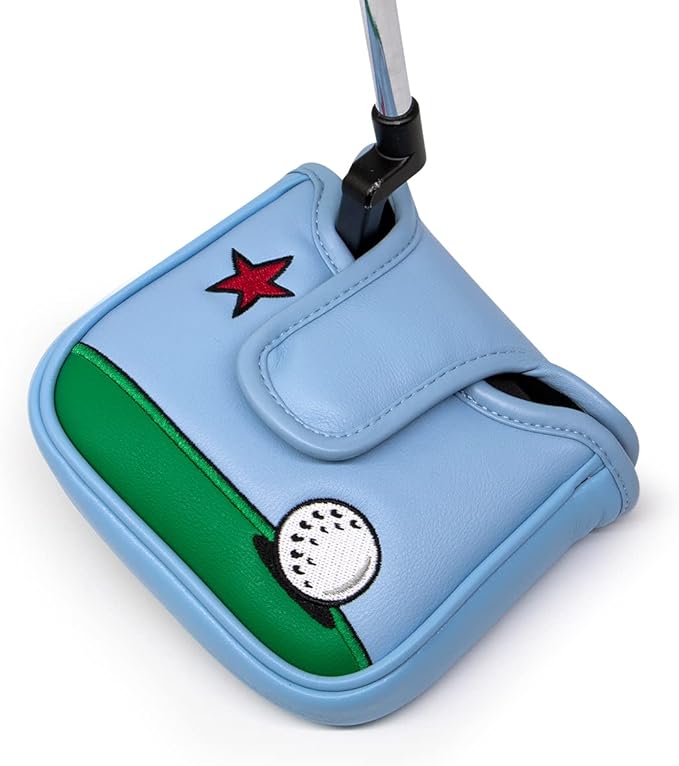 Golf Mallet Putter Cover, Golf Club Cover with Strong Magnetic Closure, PU Leather Waterproof Golf Putter Cover Golf Accessories