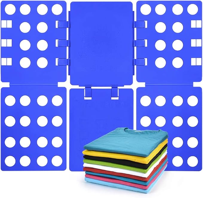 Geniusidea Shirt Folding Board T Shirt Folder for Adults Laundry Room Tough PP Plastic Folding Tool 27.16"x22.44" Easy to Fold Clothes into a Uniform Size, Blue