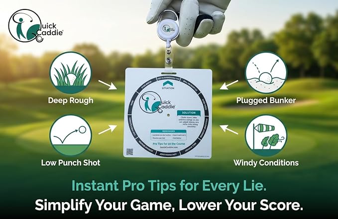 Golf Shot Survival Guide - Golf Bag Tag with Pro Tips for Situational Golf - Waterproof Rotating Wheel Design - Golf Training Aid & Rules Reference - Golf Gift for Men & Women