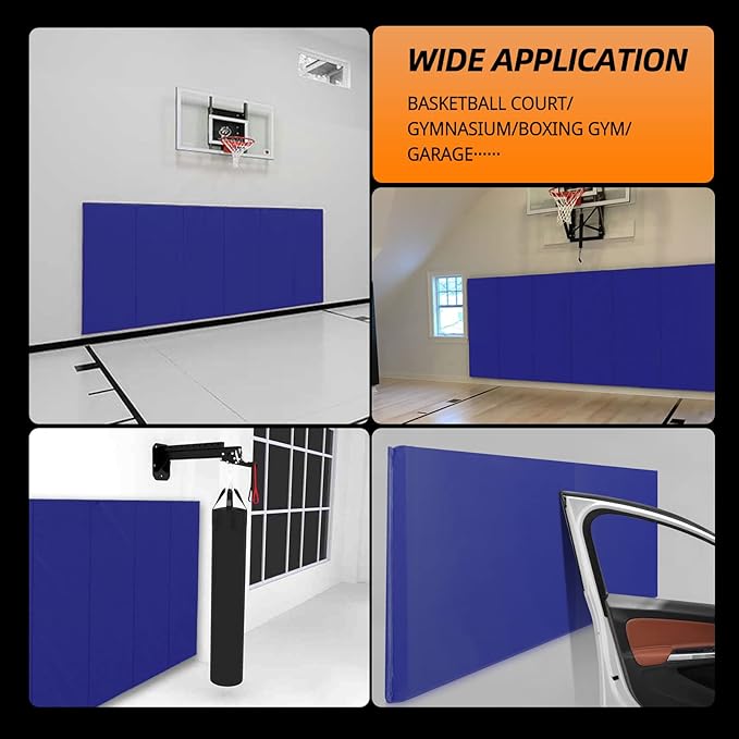 PROGOAL Gym Wall Paddings Basketball Court Wall Protection Pad - 2”Thick Foam Wall Mat Durable Protector for Wall-Mounted Basketball Hoops Garage Taekwondo（60" Lx20 W）