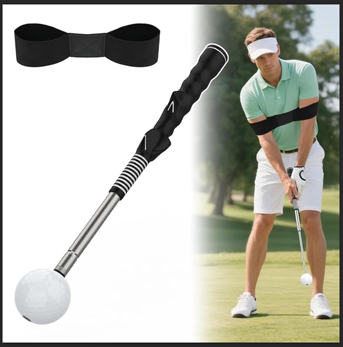 GPANDAG 2 Pack Golf Grip Trainer and Golf Wrist Trainer, Golf Training Aid w/Click Feedback for Warm Up/Strength Training, Golf Swing Trainer Right Left Gift for Golfers, Indoor Outdoor Golf Arm Band