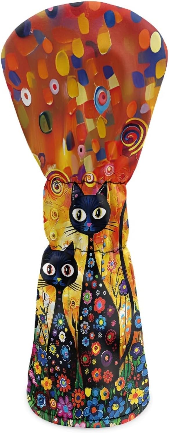 Golf Club Head Covers for Club Protective, Waterproof PU Leather Driver Fairway Wood Hybrid Head Cover