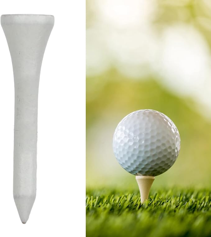 50Pcs Golf Tees, Wooden Practice Golf Tees White Long Ball Base Set Kit for Outdoor Sports