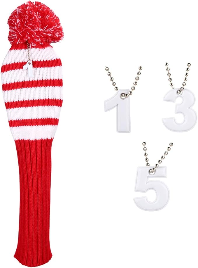 Golf Head Covers for Driver Woods Fairway Hybrids, Long Neck Golf Club Headcovers Set with Number Tags 1 3 5（3pcs）