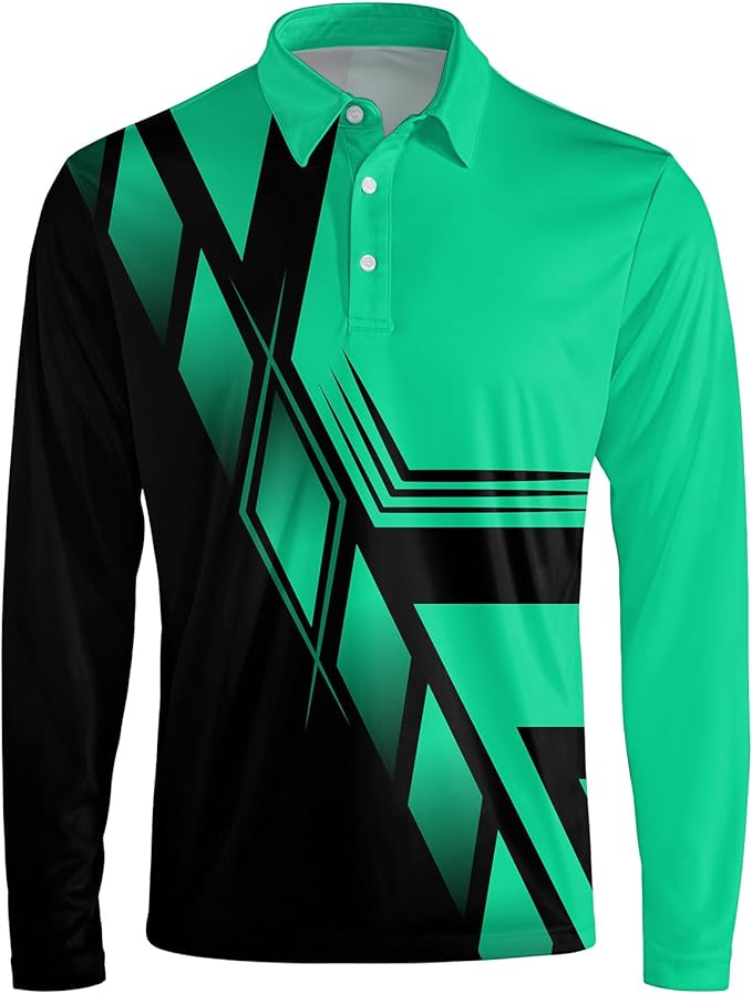 Men's Long Sleeve Golf Shirt Quick Dry 3 Button Work Fishing Outdoor Casual Collar Shirt