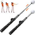Golf Swing Trainer – Retractable Click Stick Grip & Tempo Trainer for Right-Handed Golfers, Stainless Steel Shaft Golf Training Aid for Indoor & Outdoor Swing Practice