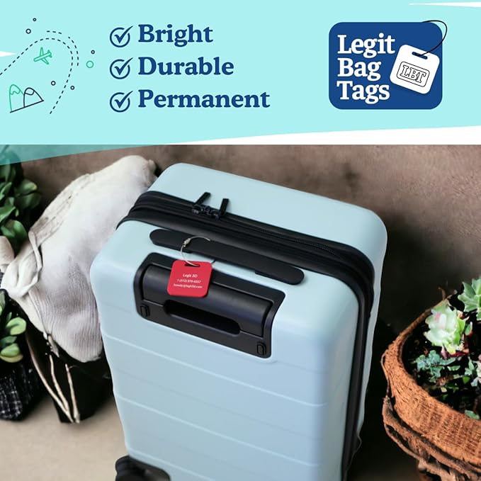 Custom Luggage Tags (3 or 6 Pack) - Personalized Unique Suitcase & Backpack Travel, Durable, Waterproof & Heavy Duty (Dark Green)