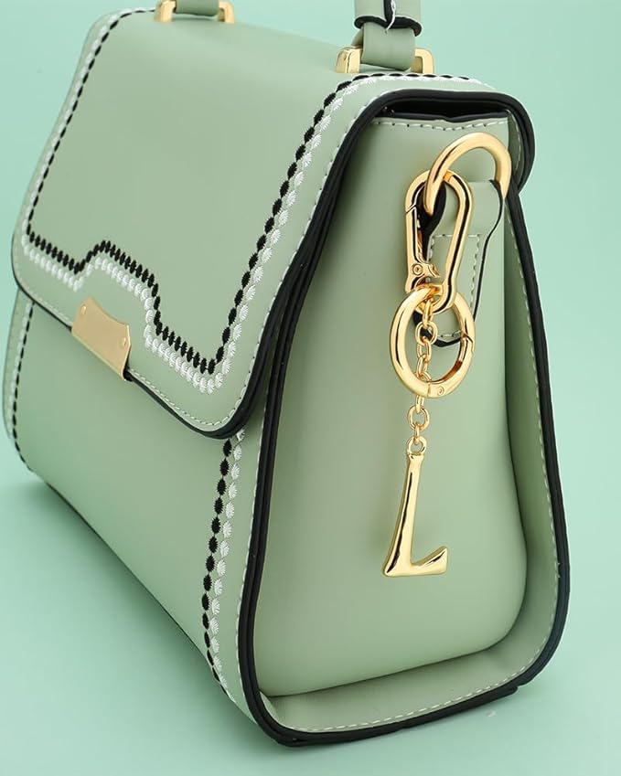 Gold Initial Keychain For Women Cute Bubble Letter Keychains Initial Bag Charm Personalized Keychain Accessories Gift