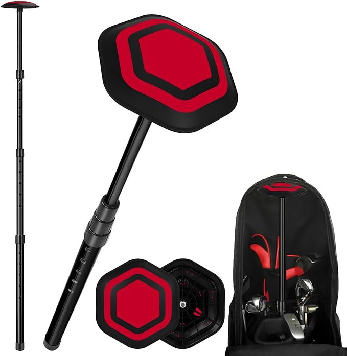 Golf Travel Bag Support Pole,Golf Clubs Protector Travel Bag Support Rod Anti-Impact Umbrella Cover Height Adjustable Golf Bag Accessories,Red