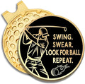 Swing Swear Look for Ball Repeat Black Gold Golf Ball Marker with Magnetic Hat Clip, Golf Accessories for Men Women, Golf Gifts for Men Women Golfer, Birthday Retirement Gifts for Golf Fan?D?