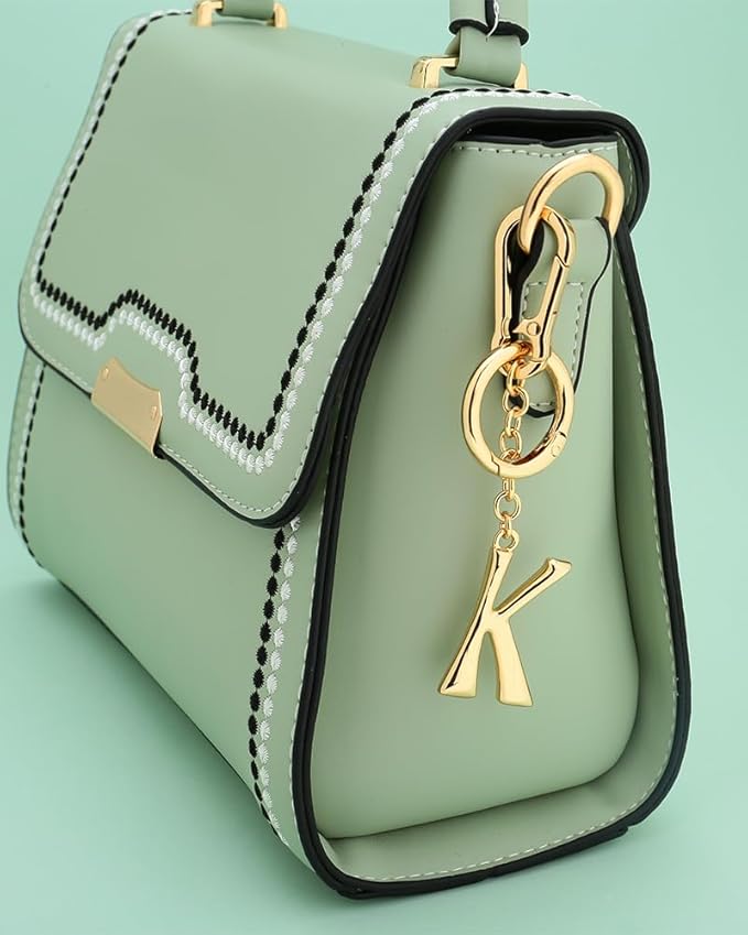 Gold Initial Keychain For Women Cute Bubble Letter Keychains Initial Bag Charm Personalized Keychain Accessories Gift