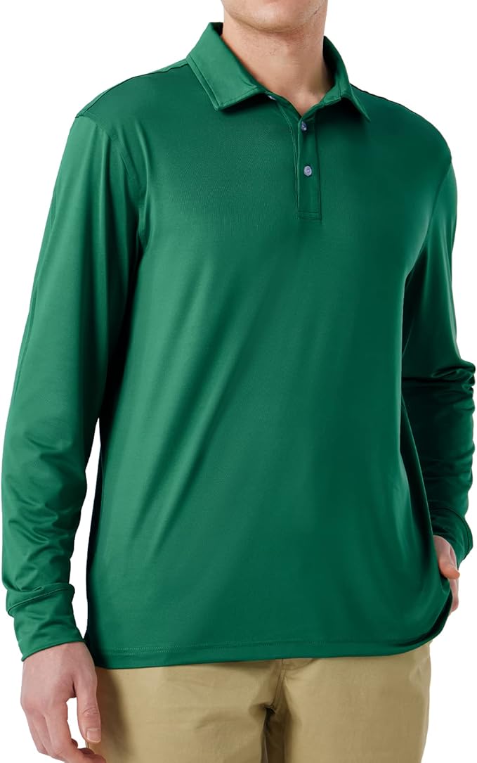 NAVISKIN Men's Polo Shirts Long Sleeve Golf Shirts with Collar UPF 50 SPF Shirt for Men Quick Dry Moisture Wicking