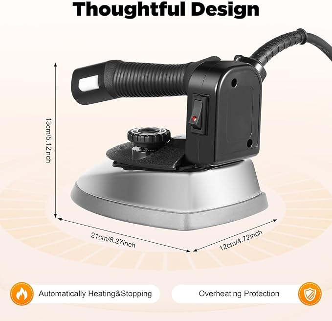 Gravity Feed Steam Iron 1200w 110v Powerful Clothing Steamer Gravity Commercial Steamer Temperature Settings Steam Iron Large-Capacity Water Bottle Industrial Electric Steams Irons Set