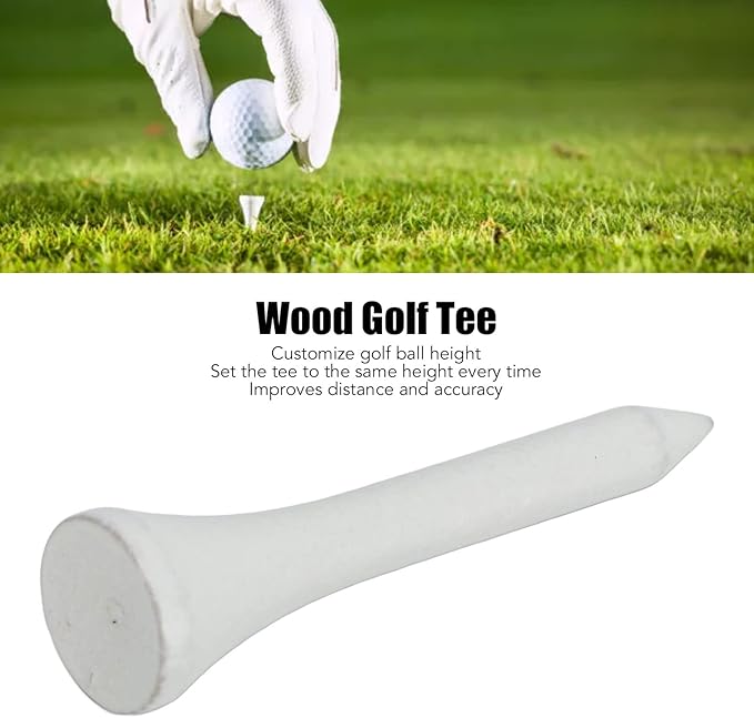 50Pcs Golf Tees, Wooden Practice Golf Tees White Long Ball Base Set Kit for Outdoor Sports