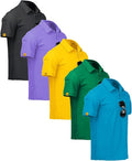 ZITY 5 Pack Mens Polo Shirt Short Sleeve Sports Golf Tennis T-Shirt Moisture-Wicking Summer Shirts
