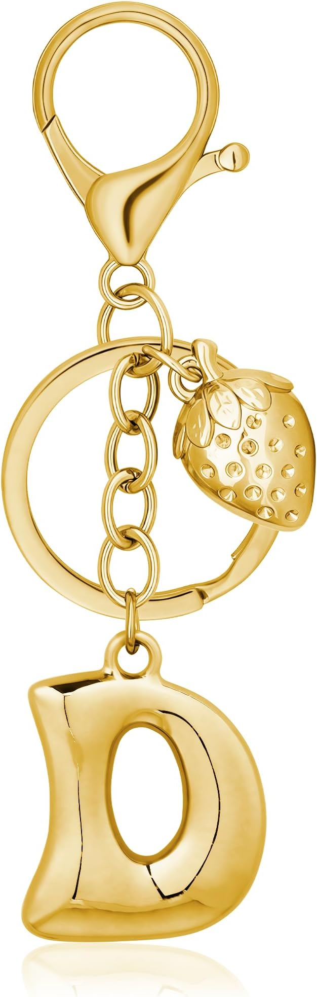 Gold Bubble Heart, Cherry, Bow & More Designs Letter Initial Keychain Bag Charms – Cute Purse Charms for Handbags