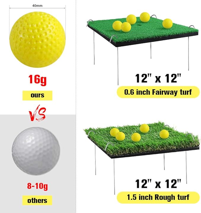 Pop Up Golf Chipping Net, Indoor/Outdoor Golfing Target Net Collapsible Portable Golf Hitting Net with 15 Training Balls and 2 Hitting Mats for Backyard Driving and Swing