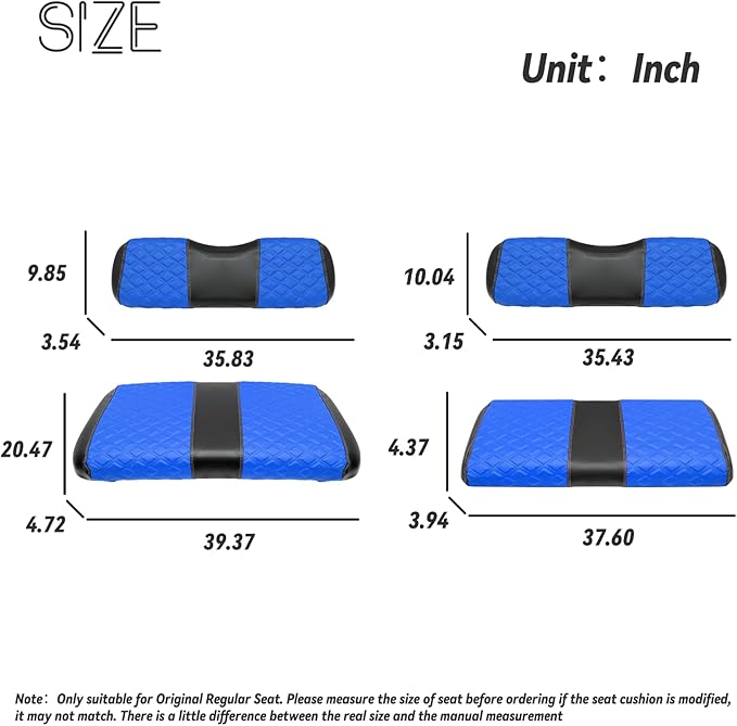 Golf Cart Front and Rear Seat Covers Waterproof and Sun Resistant Marine Grade Vinyl Leather Seat Cover Accessories for EZGO TXT 1994-2013,Blue(4PCS)
