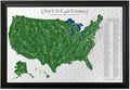 Push Pin Travel Maps Customizable Wall Art - Top Golf Courses USA Map - Black Frame - Framed Pin Map, Includes 150 Pins - Handcrafted in USA - 27.5" x 39.5"