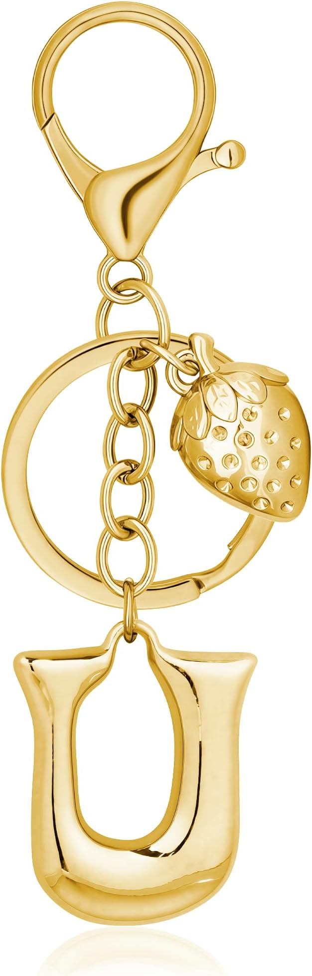 Gold Bubble Heart, Cherry, Bow & More Designs Letter Initial Keychain Bag Charms – Cute Purse Charms for Handbags