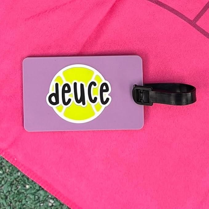 Tennis Bag Tag – Deuce Design, Durable Silicone Luggage Tag, Waterproof & Flexible, Secure Strap for Easy Bag Identification, Ideal Tennis Gift & Tournament Prize