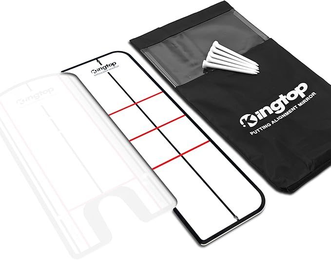 KINGTOP Golf Putting Mirror - Alignment Putting Training Aids for Consistency & Accuracy - Ideal for Indoor | Outdoor Practice, with Carry Bag and Golf Tees