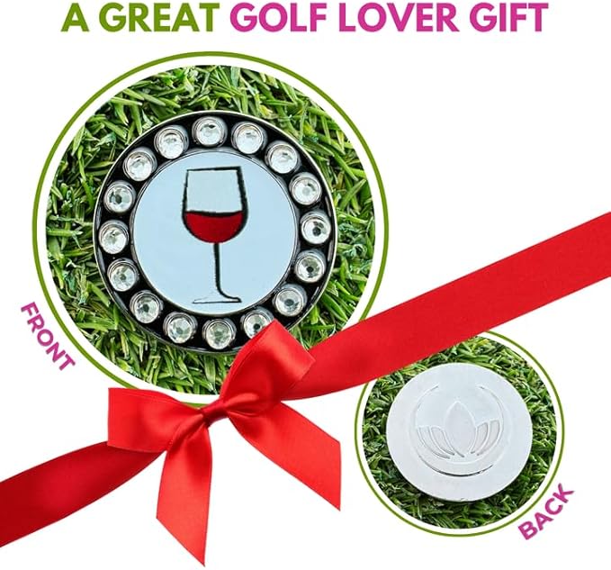 Bling Golf Ball Marker Hat Clip | Magnetic Ball Marker for Women | Stylish Golf Hat Clip Ball Marker for Female Golfers Fun Gift Idea with Strong Magnet for Hat, Visor, Golf Accessories