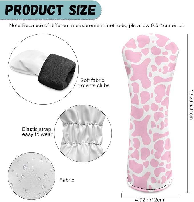 Golf Club Head Covers for Club Protective, Waterproof PU Leather Driver Fairway Wood Hybrid Head Cover