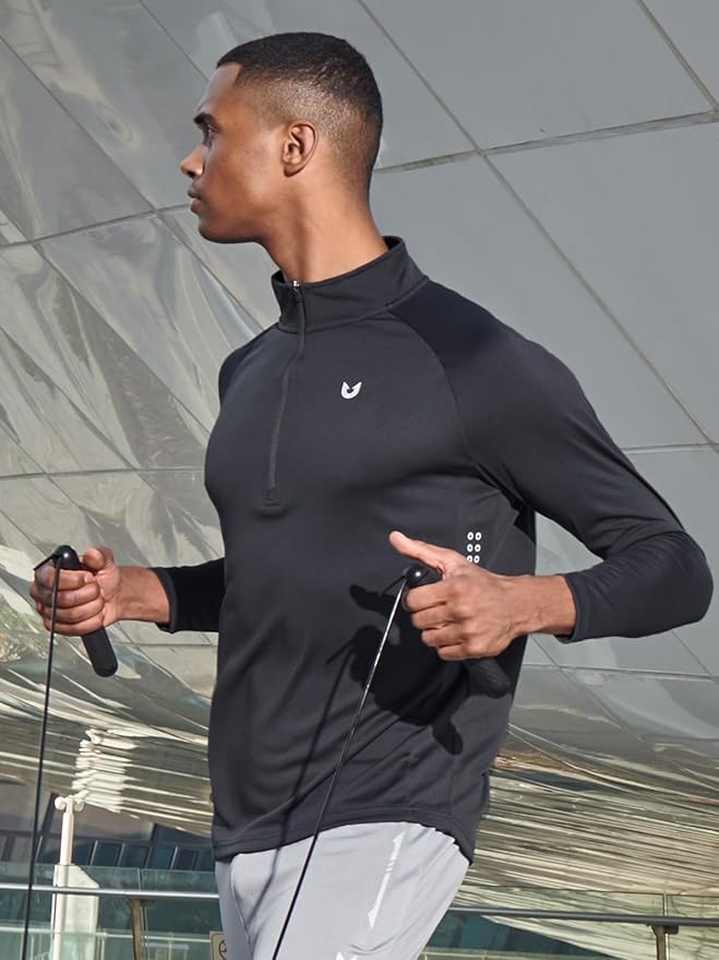 NORTHYARD Quarter Zip Pullover Men Running Shirt Long Sleeve Moisture Wicking Quick Dry Athletic Workout Shirts