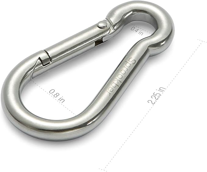 sprookber Stainless Steel Spring Snap Hook Carabiner - 304 Stainless Steel Clips, Set of 6