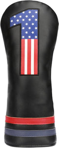 Golf Head Covers, 4pcs or 1pc USA Stars and Stripes Golf Club Covers for Woods and Driver Fairway Hybrid, PU Leather Golf Club Head Covers for Men Women with Interchangeable Tags, Fits Most Golf Clubs