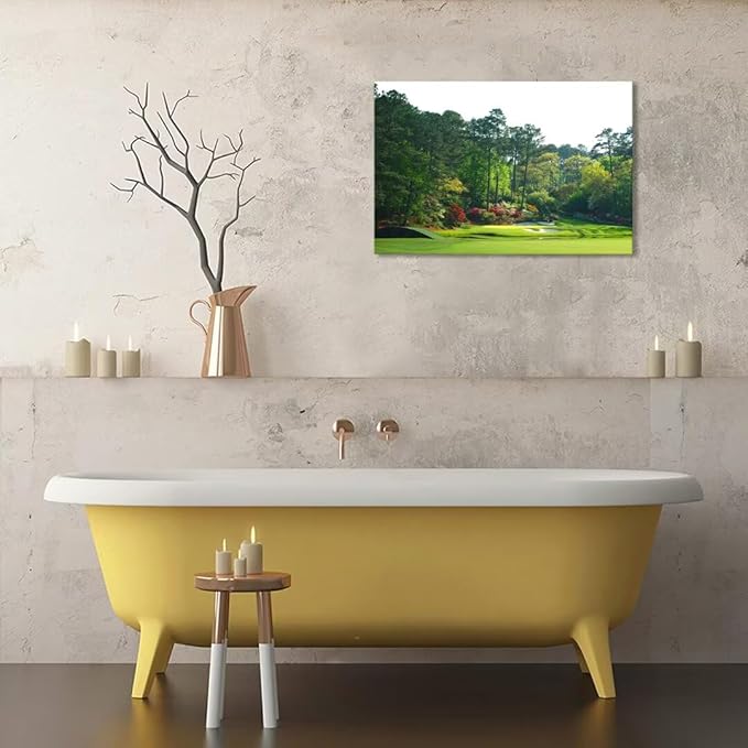Augusta Golf Course Wall Art Golf Course Picture Poster Canvas Prints - Golf Wall Decor for Living Room Bedroom Home Decorations Framed Artwork Ready to Hang(12''H x 16''W)