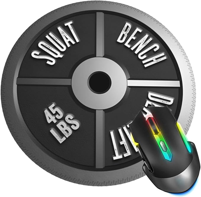Weight Lifting Mouse Pad, Barbell Plate Deadlift Mouse Pads for Desk, Stitched Edge Mousepad with Non-Slip Rubber Base, Gaming Mouse Mat for Computer Laptop Home Office