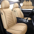 Leather Car Seat Covers for Volkswagen Golf 2001-2021,Car Seat Covers Full Set,Seat Covers with Safety,Waterproof Seat Cover Compatible Airbag(5pcs Beige Standard)