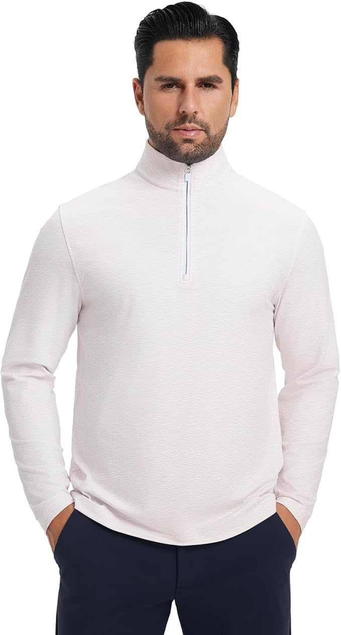 M MAELREG Quarter Zip Golf Pullover Men Dry Fit Long Sleeve Performance Wicking 1/4 Zip Full Print Pullover Mens Sweatshirt