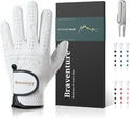 Braventure Breathable Kids Golf Glove: Age 5-13 Youth Leather Golf Glove with Golf Tees, Divot Tool & Gift Box for Boys Girls