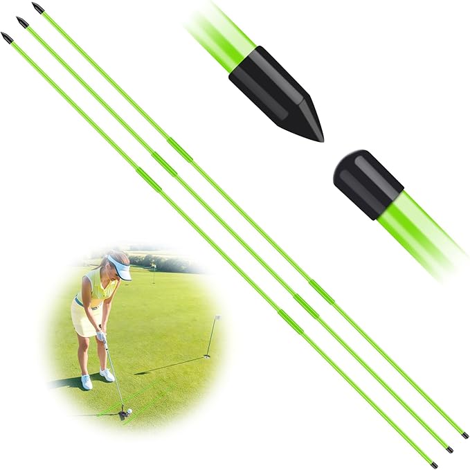 FINGER TEN Golf Alignment Sticks Rods Swing Trainer Tools 48 Inch 2 Or 3 Pack, Fits in Golf Bag Tour Stickers Practice Training Aid