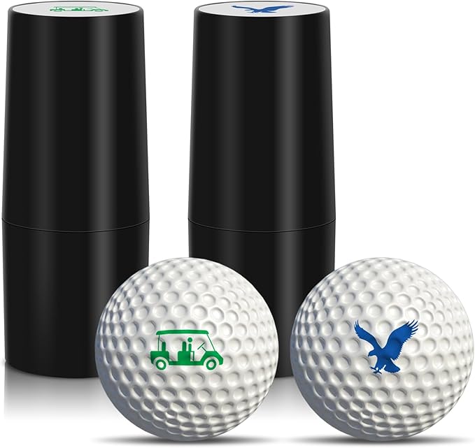 TAOLAVB 2 Pack Professional Golf Ball Stamper, Quick-Dry, Mini Golf Ball Marker with Fun Patterns, Waterproof & Fade-Resistant, Reusable Golf Ball Stamp Suitable for Both Indoor and Outdoor Use